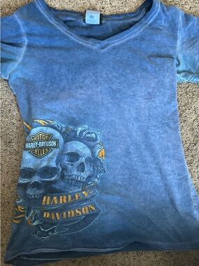 Harley-Davidson Blue Skull Graphic Women's Top